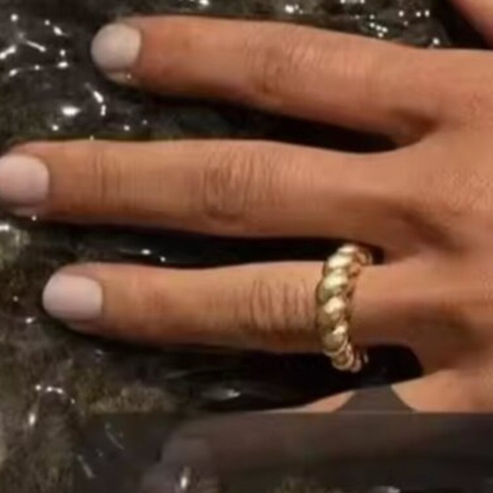 Twist-Textured Gold Dome Ring - Picture 2 of 11